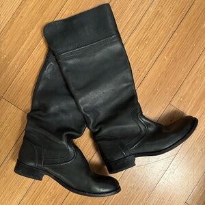 Frye Black Leather Womens Tall Pull On Riding Boots Style 76442 Size 7 B